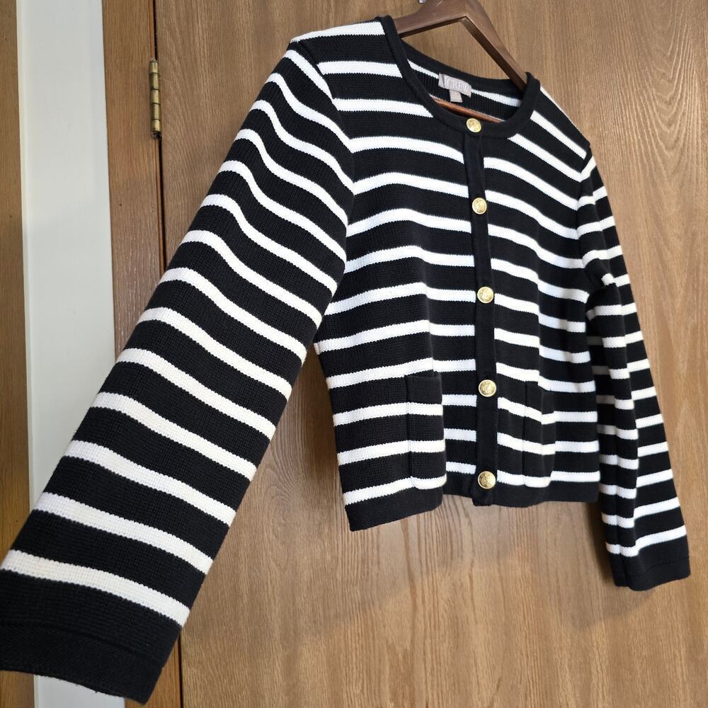 J. Crew Emilie Stripe Sweater 100% Cotton Lady Jacket - Picture 4 of 12